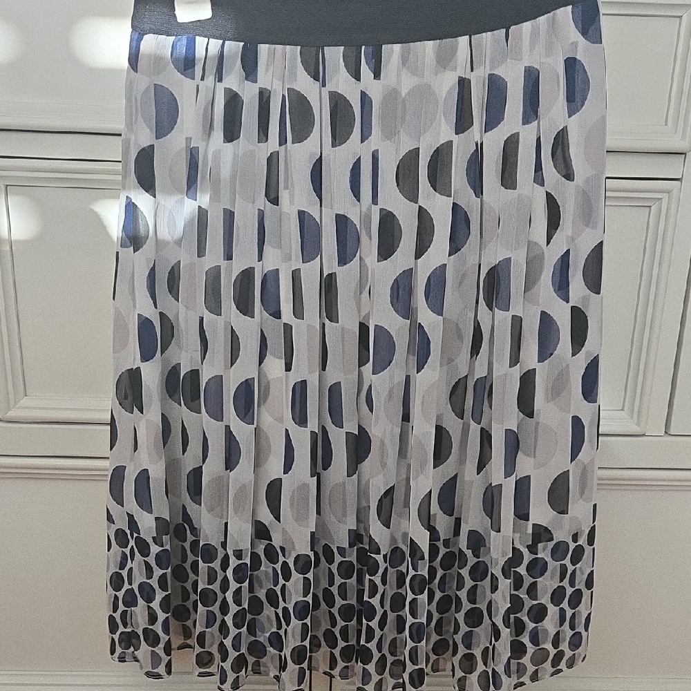 White House Black Market A-line Blue and Gray Midi Skirt